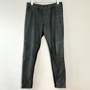 AS by DF Leather Front Knit Legging Womens 8 Gray/Black Pull-on Moto Rocker Edgy